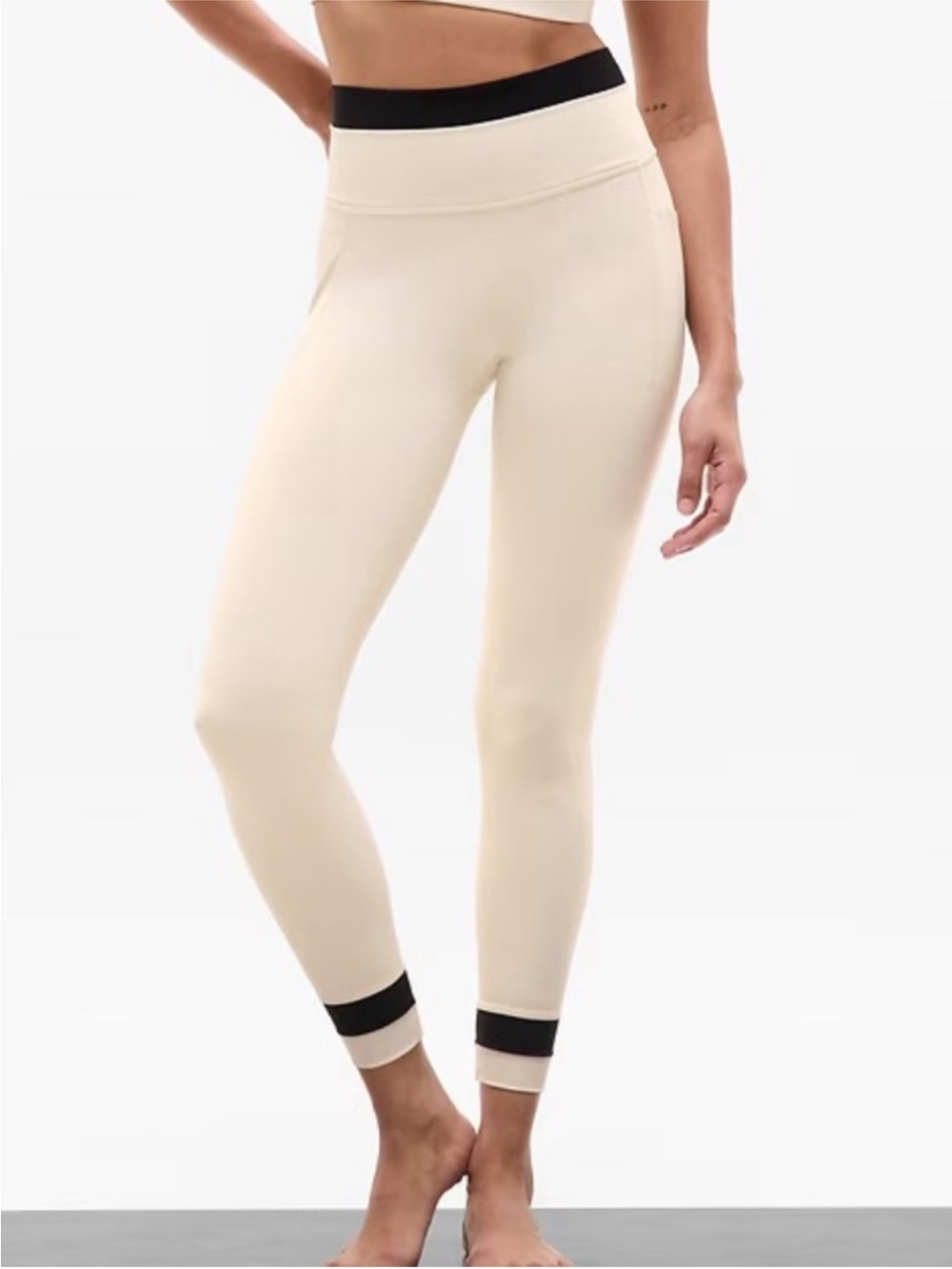 Athleta Salutation Stash High Rise Double Up Lift Legging Cream Black 2025-XL
